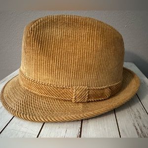Vintage Beacon Hill Corduroy Fedora Hat Size M 7-7 1/8 Tan Brown Khaki